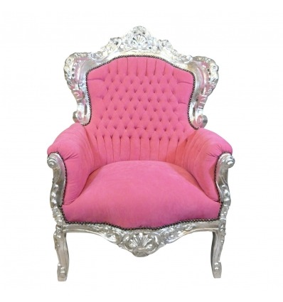 Pink baroque armchair - Baroque wooden furniture -