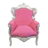 Fotel w stylu barokowym różowy - barokowe Meble z drewna -