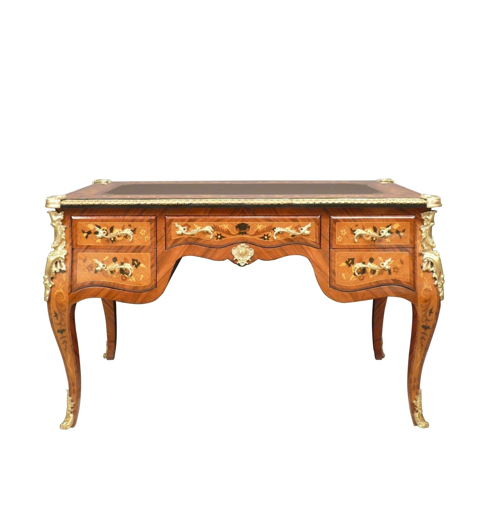 Mesa escritorio vintage de madera maciza estilo Louis XV, con 1 cajón  Luis - Alicia Designart
