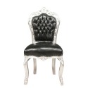 Barok czarny krzesło ze sztucznej skóry