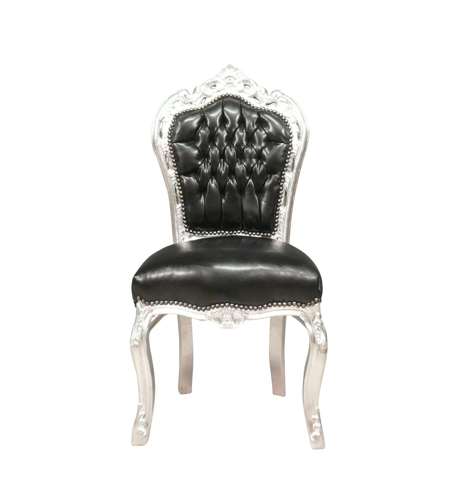 baroque chair black and silver imitation leather