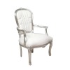 Barokowe krzesło Louis XV-biały i srebrny - Fotele w stylu Ludwika XV -