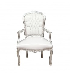 Barokk szék Louis XV-fehér és ezüst