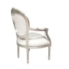 Baroque style Louis XVI armchair with a fabric imitating white leather