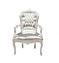 Barokowe krzesło Louis XV, srebrny