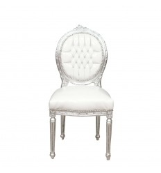 Louis XVI weißer und silberner Stuhl