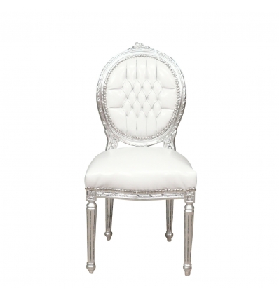 Krzesło Ludwik XVI biały i srebrny
