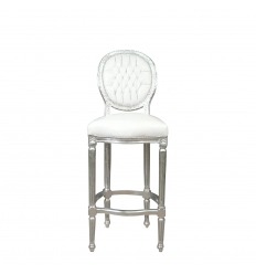 Cadeira de bar em estilo barroco branco Luís XVI