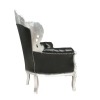 Barocker schwarzer Sessel und königliches silbernes Holz - 