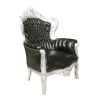 Barocker schwarzer Sessel und königliches silbernes Holz - 