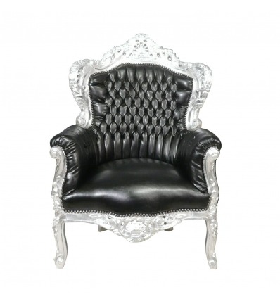 Barokowy fotel hebanu i srebra royal - 