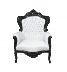 Fotel w stylu barokowym, biały i czarny