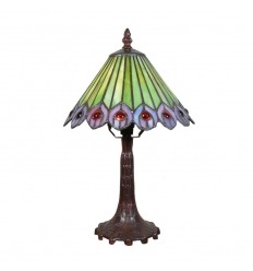 Tiffany bordslampa påfågel