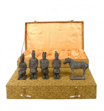 Juego de 5 estatuillas - Xian Warriors 10 cm - estatuas de terracota -