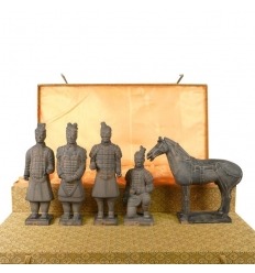 Uppsättning av 5 statyetter - krigare av Xian 20 cm