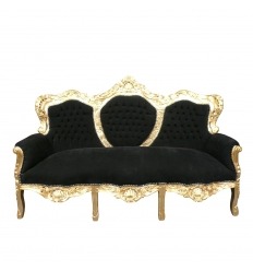 Sofá barroco negro y dorado