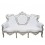 Vitt och silver barock soffa