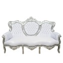 Sofá barroco branco e prata