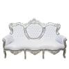 Valkoinen ja hopea barokki sohva