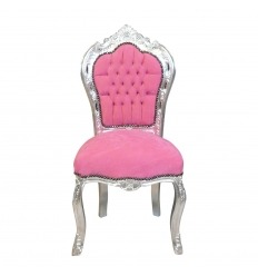 Barokní židle růžová a stříbrná