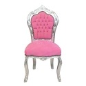 Barokní židle růžová a stříbrná - barokní židle