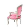 Rózsaszín fotel stílus Louis XV ezüst fa