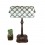 Tiffany desk lamp with a white stained glass window