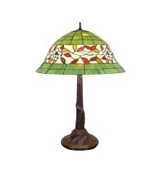 Tiffany tafellamp lamp glas in lood groen wit en rood