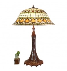 Tiffany Tafellamp lamp een witte gele en groene kap
