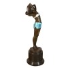 Скульптура в бронзовый арт-деко - женщина в голубой купальник