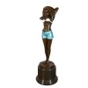 Art Deco bronze sculpture - Woman in blue swimsuit