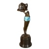 Escultura Art Deco en bronce - Mujer en traje de baño azul.