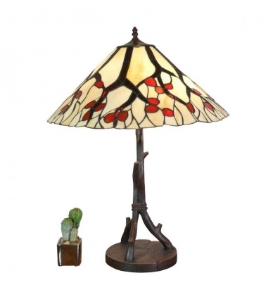 Lampada Tiffany con base a forma di albero