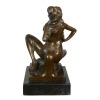 Eroottinen pronssi istuva alaston nainen patsas - 