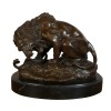 León con serpiente - Estatua de bronce - Barye - 