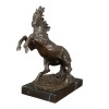 Sculpture en bronze cheval cabré sur socle marbre - Statue bronze - 