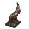 Sculpture en bronze cheval cabré sur socle marbre - Statue bronze - 
