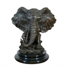 Statue en bronze d'une Éléphante et son éléphanteau