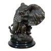Statue en bronze d'une Éléphante et son éléphanteau en bronze - 