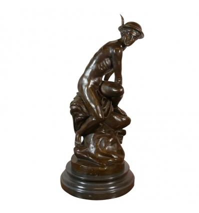Mercurio atando sus talones - Estatua de bronce - Esculturas - 
