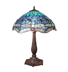 Stolní lampa Tiffany Dragonfly modrá