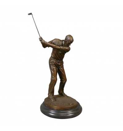 Staty i brons - golf spelare - skulptur på sporten