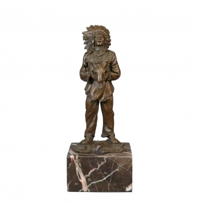 Bronzová socha nábytku ve stylu art deco - socha - Indián - 