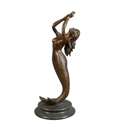 Staty i brons - sjöjungfrun - mytologiska skulptur