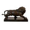Statue en bronze d'un Lion sur un socle en marbre noir - Bronze à vendre - 
