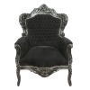 Fauteuil baroque noir, mobilier et chaises baroque. - 