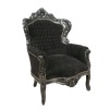 Barokní křeslo černé, nábytek a barokní židle. - 