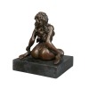 Бронзовая статуя обнаженной женщиной - скульптуры и арт-деко мебель - 