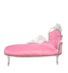 Baroque chaise longue pink and silver