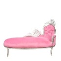 Sillón barroco rosa y plateado, sillón, silla, sofá en stock - 